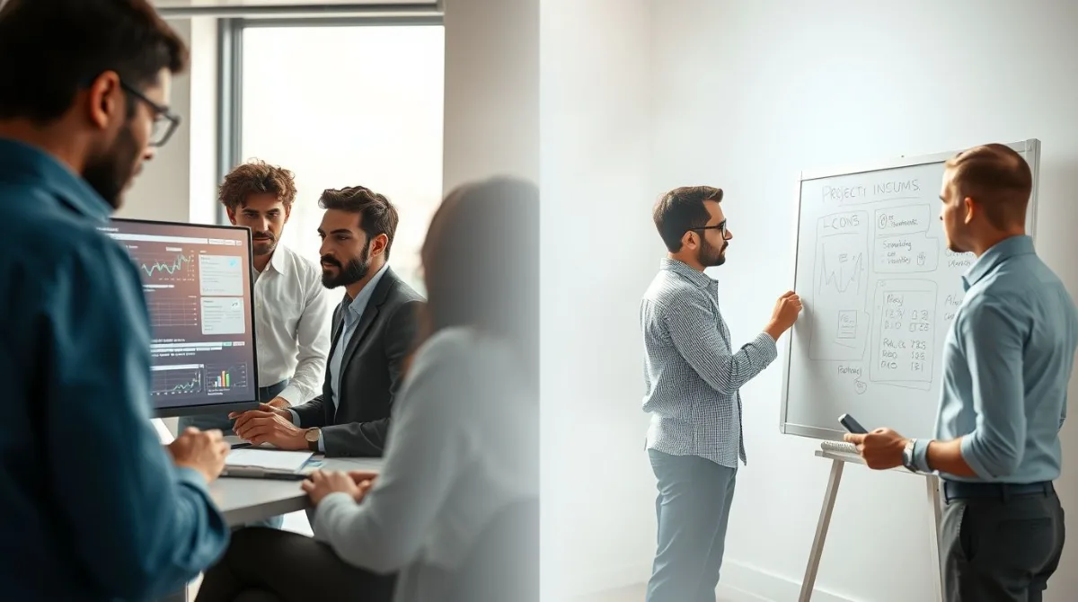 Two teams in a meeting